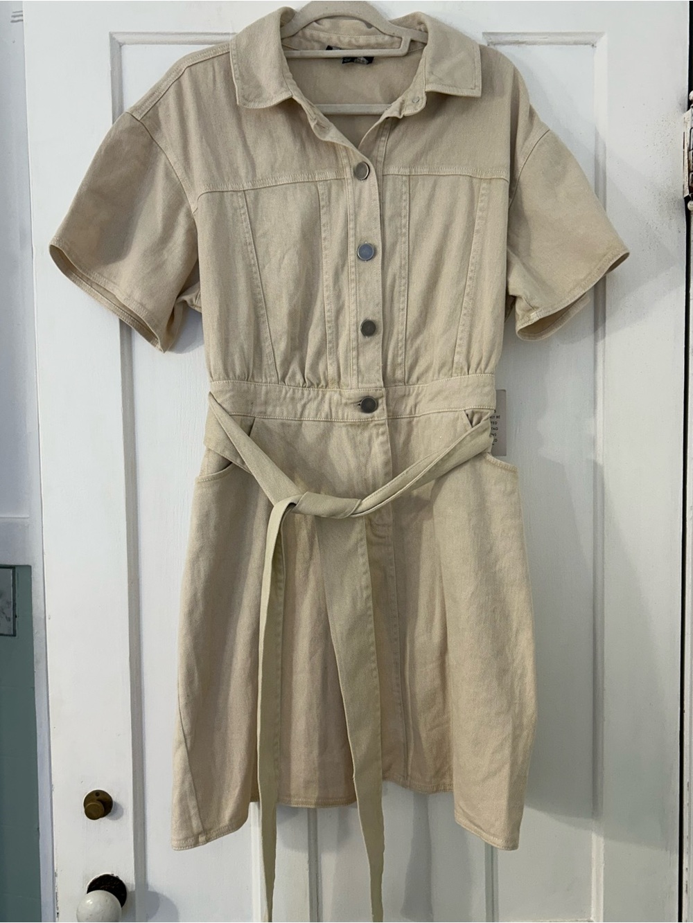 Eloquii Khaki Denim Shirt Dress NWT Belted Pockets Womens 16